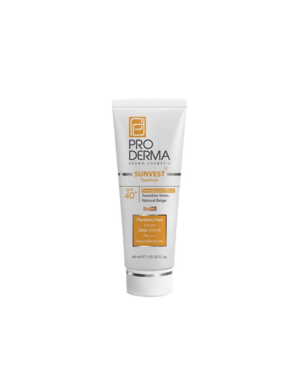 کرم ضد آفتاب رنگی SPF40 کرم پودری بژ طبیعی پرودرما