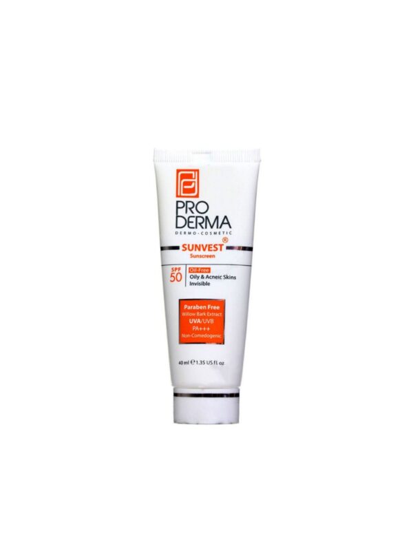 کرم ضد آفتاب SPF50 پوست چرب بی رنگ پرودرما