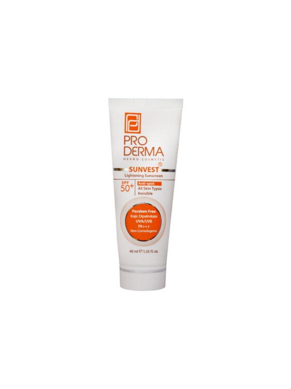 کرم ضد آفتاب و روشن کننده SPF50 بی رنگ پرودرما