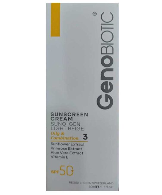 کرم ضد آفتاب بژ روشن SPF50 ژنوبایوتیک