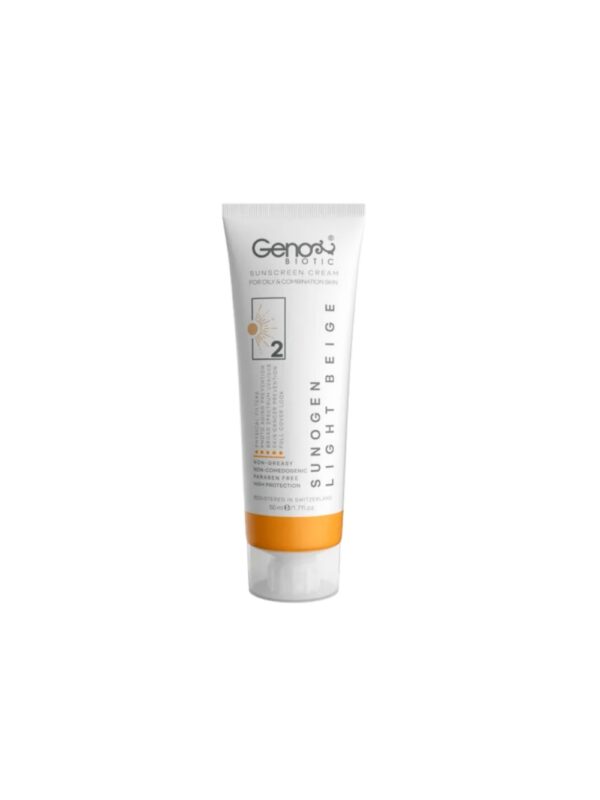 کرم ضد آفتاب بژ روشن SPF50 ژنوبایوتیک