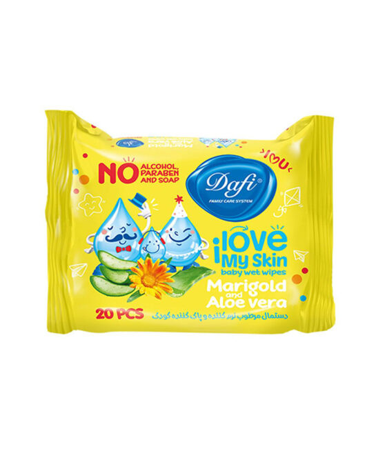 دستمال مرطوب نرم کننده و پاک کننده کودک دافی بسته 20 عددی