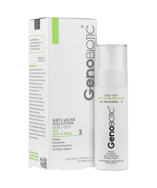 محلول ضد آکنه صورت و بدن ژنوبایوتیک 100 میلی لیتر