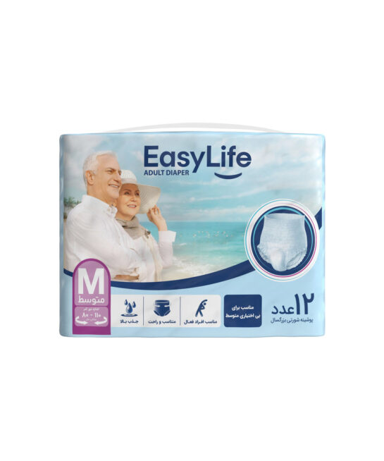 پوشینه شورتی بزرگسال ایزی لایف سایز متوسط بسته 12 عددی